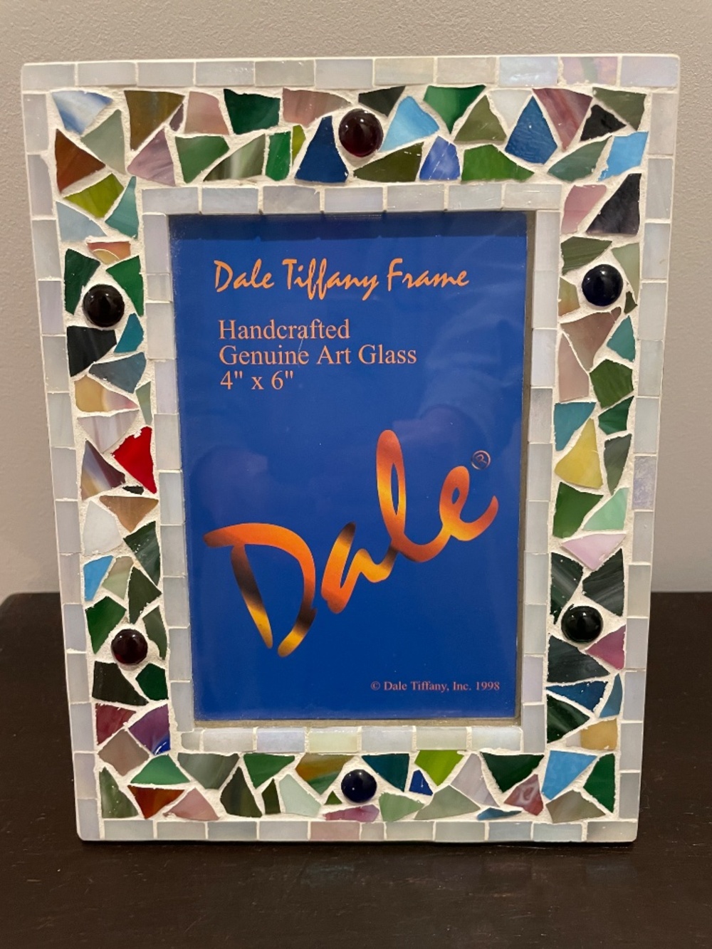 4"x6" Art Glass Dale Tiffany Handcrafted Photo Picture Frame Cut Glass Mosaic